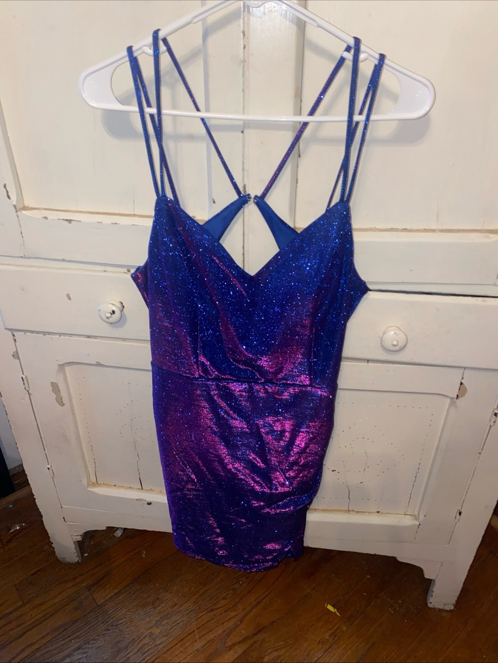 Sparkling Blue Purple Bodycon Mini Dress homecoming dress